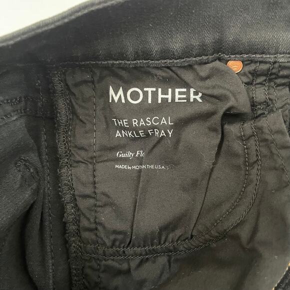 MOTHER The Rascal Ankle Fray Jeans Guilty Flash - Black -  Beaded Side Stripe 26 - Picture 8 of 10